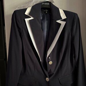 Black with white trim office wear jacket